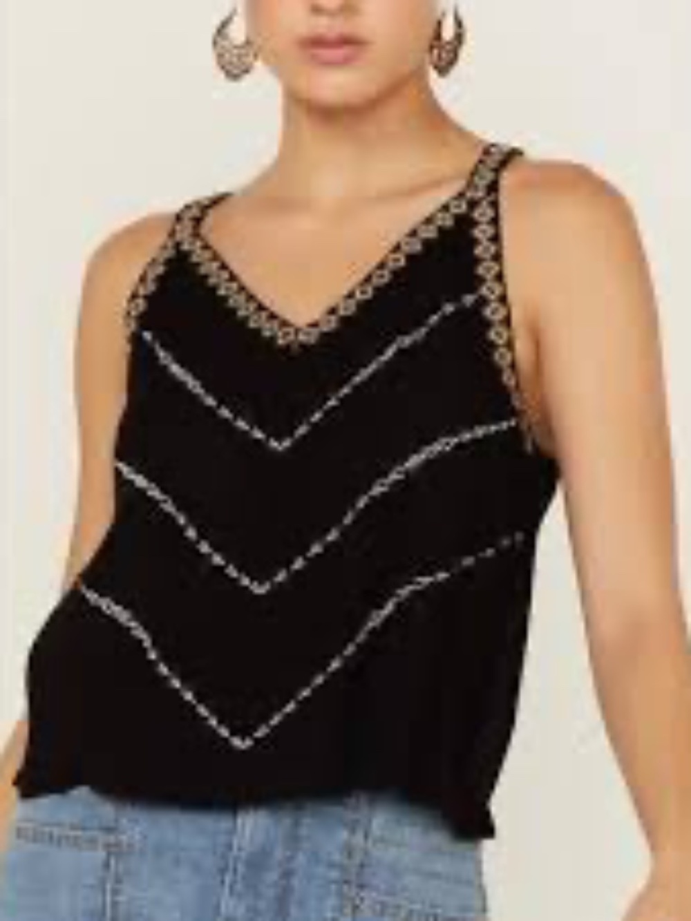 SHYANNE WOMEN'S SOUTHWESTERN AZTEC EMBROIDERED V-NECK CAMI SIZE S